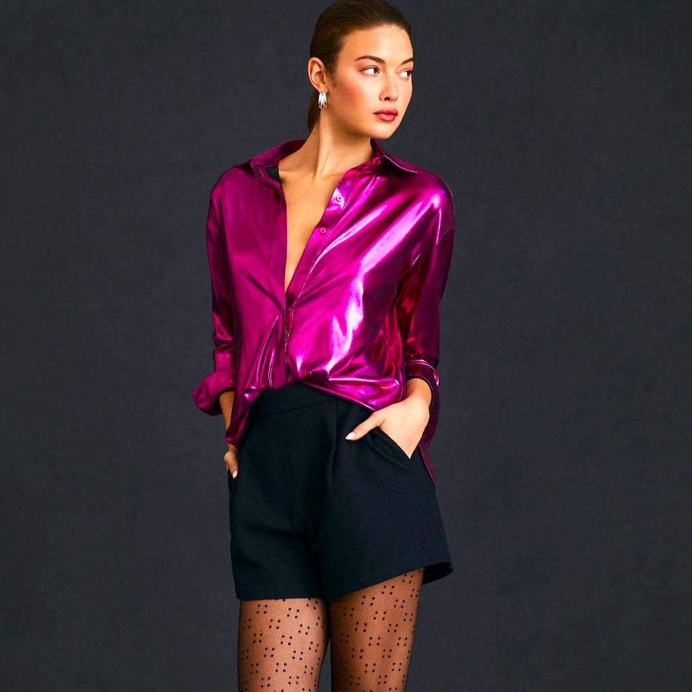 Anthropologie Pink Shine Shirt Medium NWT